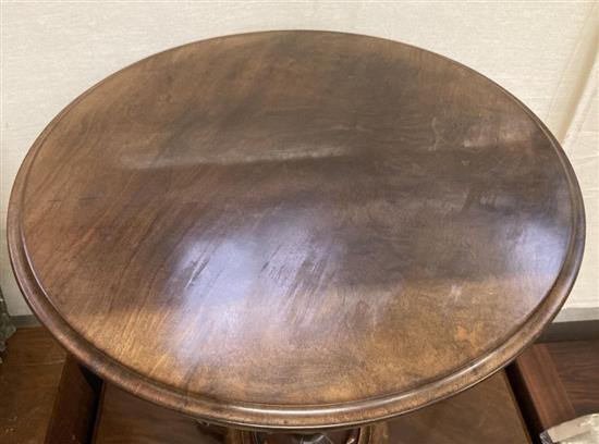 A Victorian mahogany circular topped wine table, 54cm diameter, height 59cm